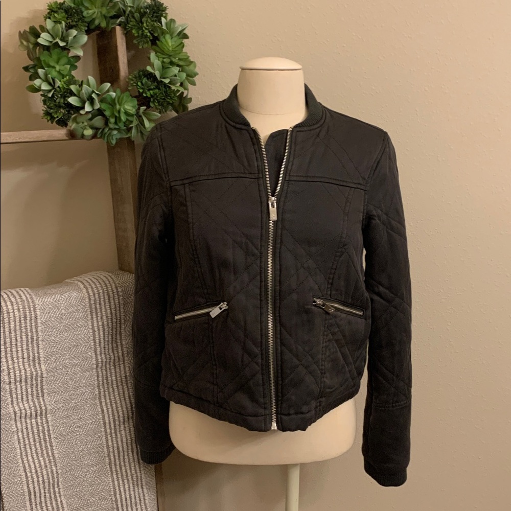 Lily & Lottie grey quilted bomber jacket